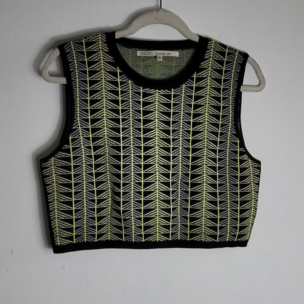 #5 RACHEL Roy Womens Jacquard Geo Crop Top